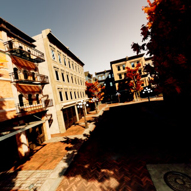 Old town in fall scene